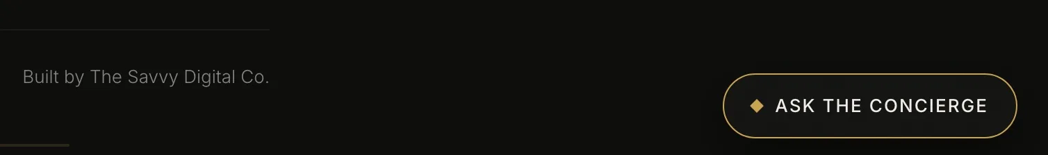 The footer of joinvantage.co, reading Built by The Savvy Digital Co.